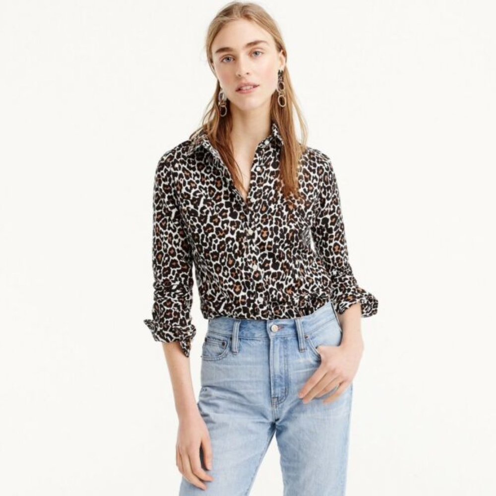 J. Crew Perfect Shirt Leopard Print